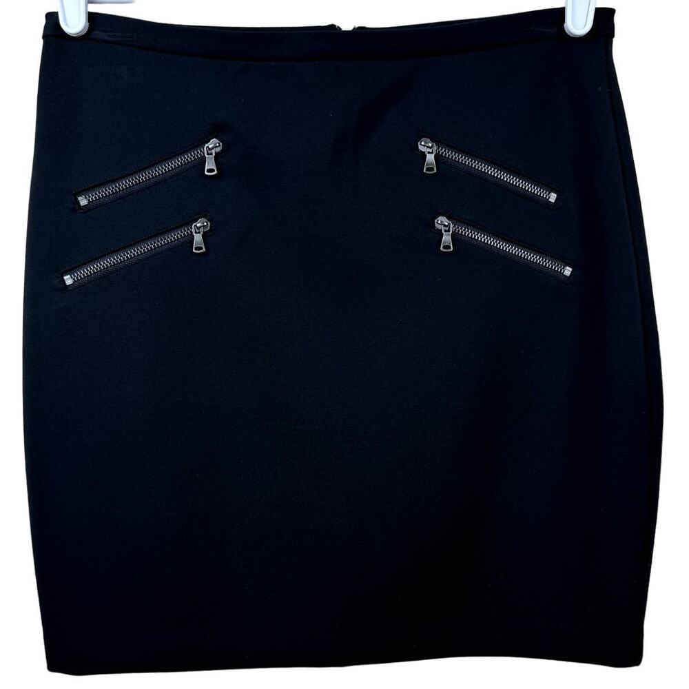 Women's Paige Black Faux Zip Pocket Skirt Stretch Casual Miniskirt Medium‎